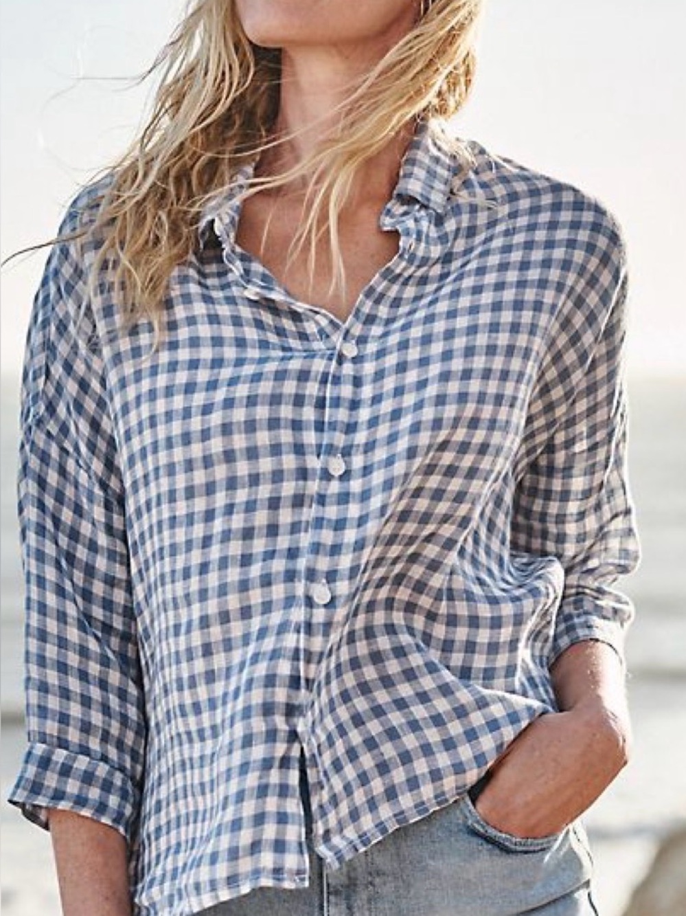 CP Shades Rooney Three-Quarter-Sleeve Linen Top